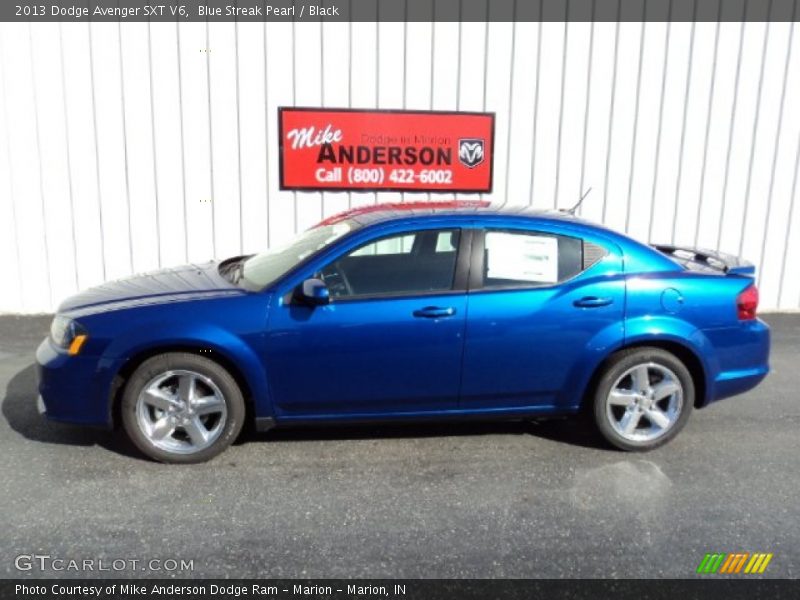 Blue Streak Pearl / Black 2013 Dodge Avenger SXT V6