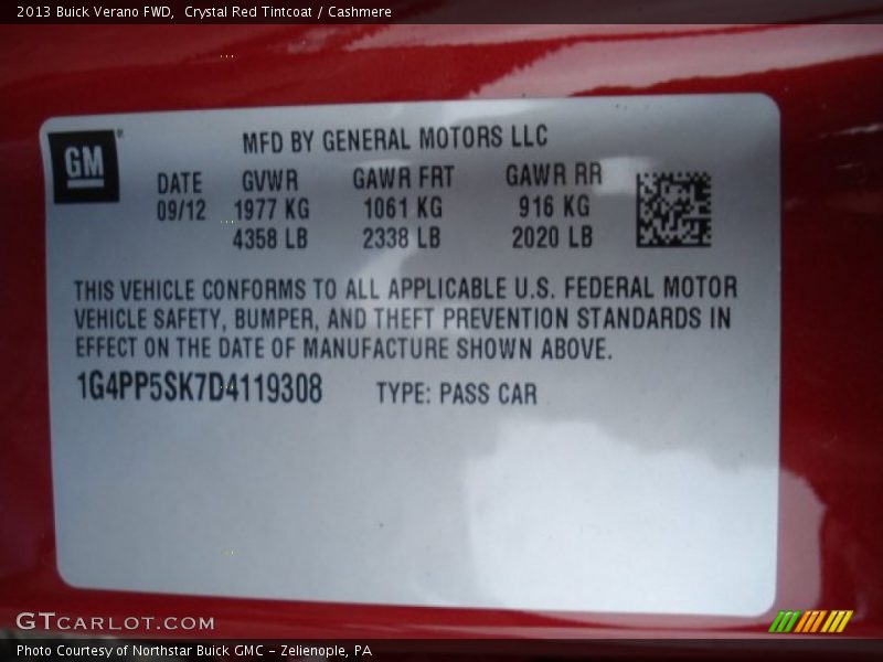 Crystal Red Tintcoat / Cashmere 2013 Buick Verano FWD