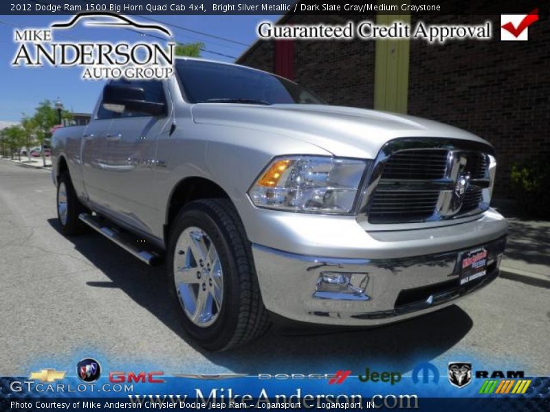 Bright Silver Metallic / Dark Slate Gray/Medium Graystone 2012 Dodge Ram 1500 Big Horn Quad Cab 4x4