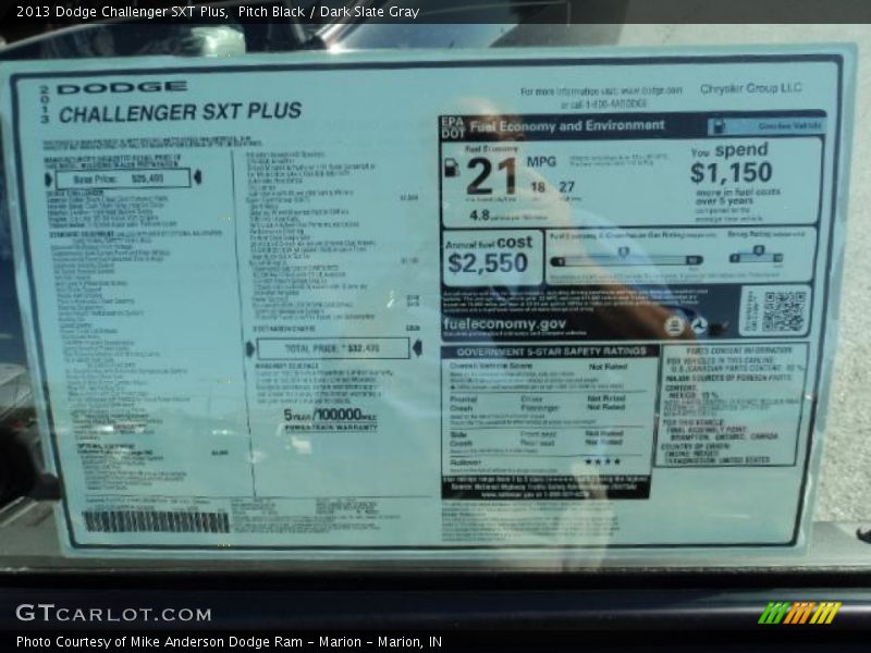 Pitch Black / Dark Slate Gray 2013 Dodge Challenger SXT Plus