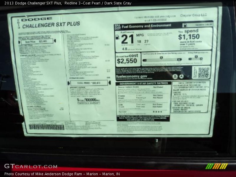 Redline 3-Coat Pearl / Dark Slate Gray 2013 Dodge Challenger SXT Plus