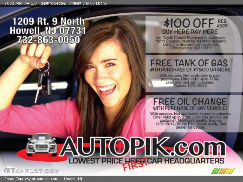 Brilliant Black / Ebony 2002 Audi A4 1.8T quattro Sedan