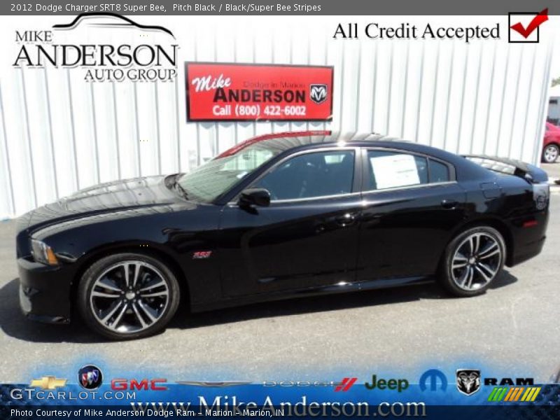 Pitch Black / Black/Super Bee Stripes 2012 Dodge Charger SRT8 Super Bee