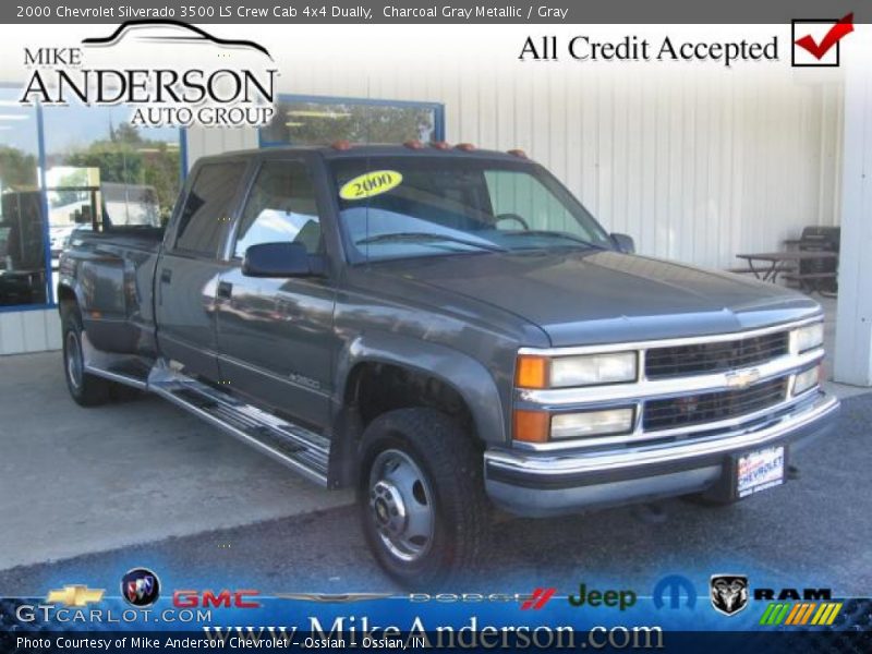 Charcoal Gray Metallic / Gray 2000 Chevrolet Silverado 3500 LS Crew Cab 4x4 Dually