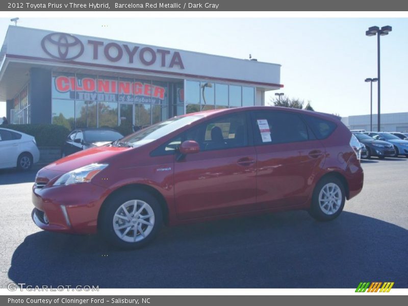 Barcelona Red Metallic / Dark Gray 2012 Toyota Prius v Three Hybrid