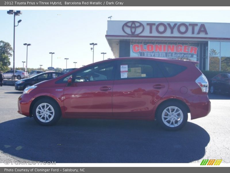 Barcelona Red Metallic / Dark Gray 2012 Toyota Prius v Three Hybrid