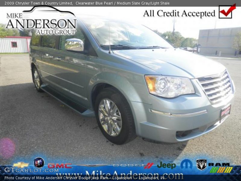 Clearwater Blue Pearl / Medium Slate Gray/Light Shale 2009 Chrysler Town & Country Limited