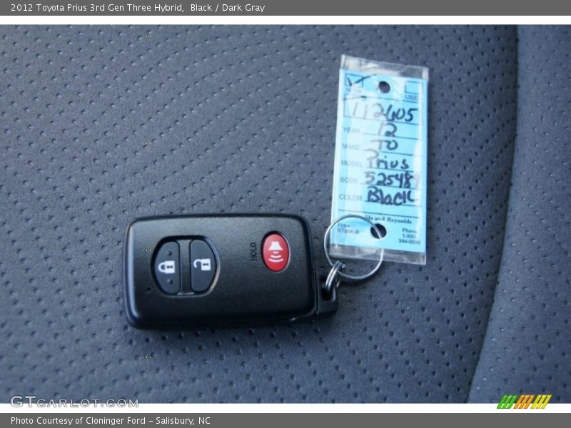Black / Dark Gray 2012 Toyota Prius 3rd Gen Three Hybrid