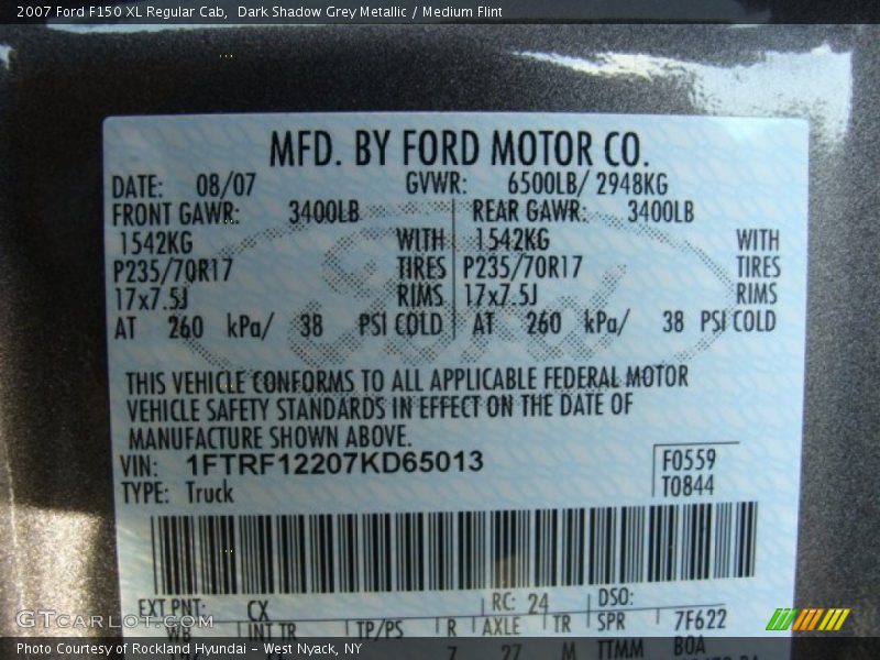 Dark Shadow Grey Metallic / Medium Flint 2007 Ford F150 XL Regular Cab