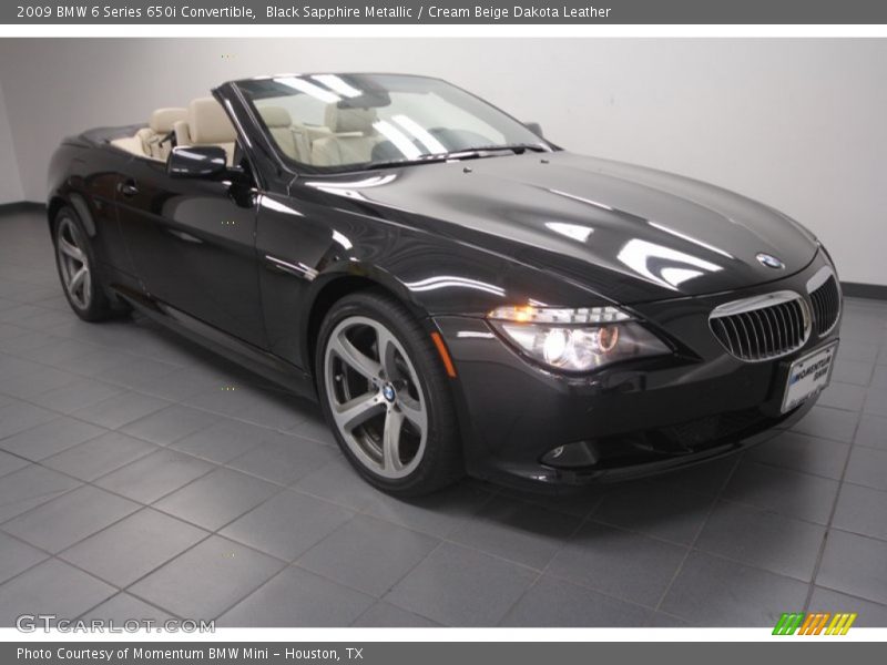 Black Sapphire Metallic / Cream Beige Dakota Leather 2009 BMW 6 Series 650i Convertible