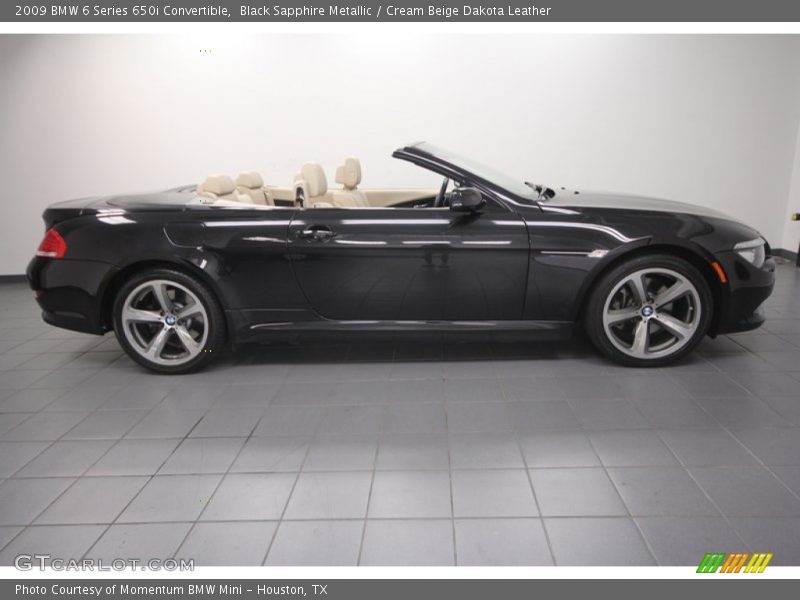 Black Sapphire Metallic / Cream Beige Dakota Leather 2009 BMW 6 Series 650i Convertible
