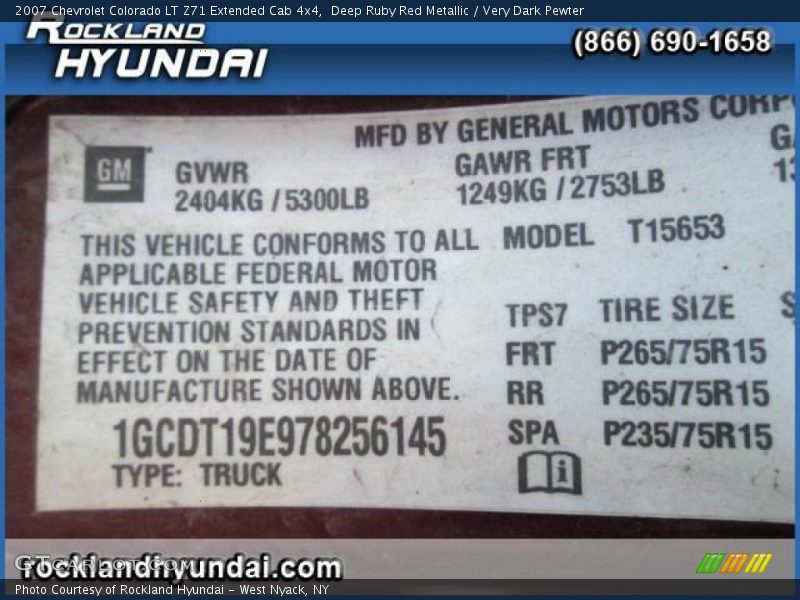 Deep Ruby Red Metallic / Very Dark Pewter 2007 Chevrolet Colorado LT Z71 Extended Cab 4x4