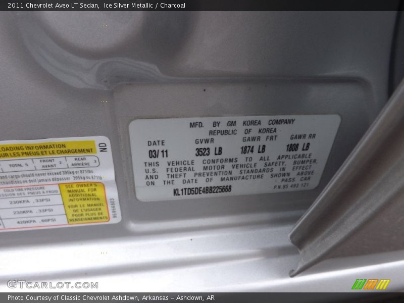 Ice Silver Metallic / Charcoal 2011 Chevrolet Aveo LT Sedan