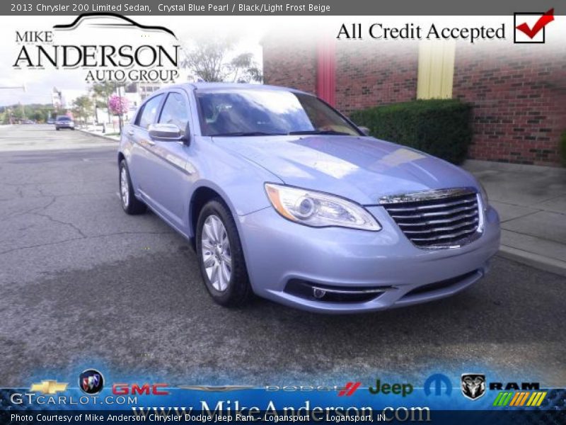 Crystal Blue Pearl / Black/Light Frost Beige 2013 Chrysler 200 Limited Sedan