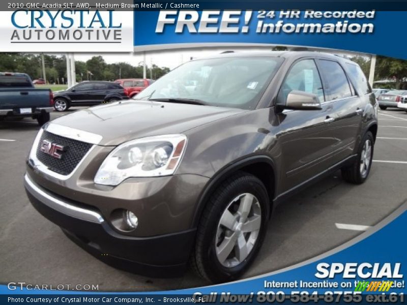 Medium Brown Metallic / Cashmere 2010 GMC Acadia SLT AWD