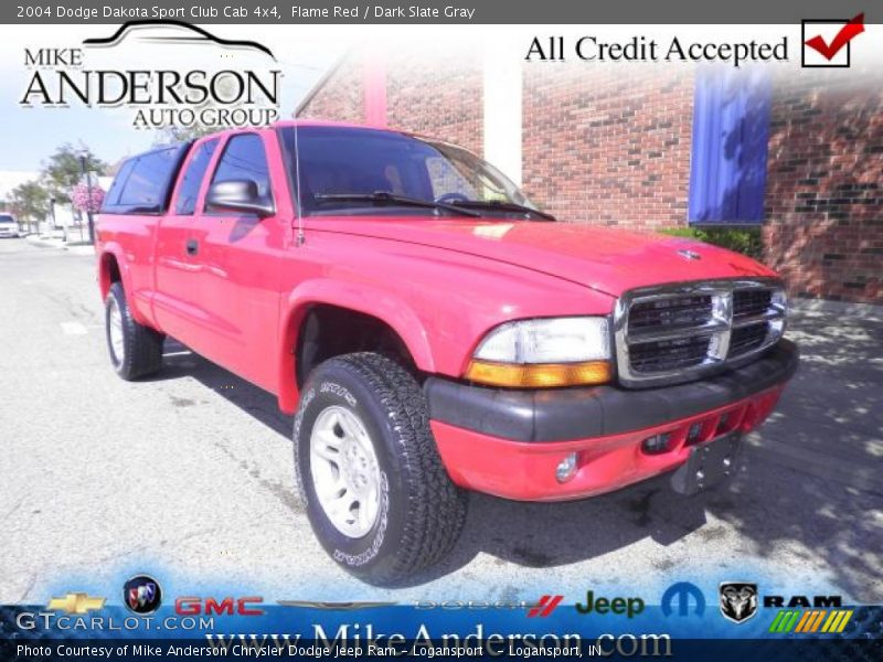 Flame Red / Dark Slate Gray 2004 Dodge Dakota Sport Club Cab 4x4