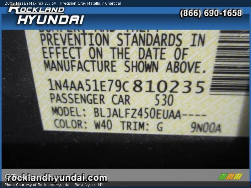 Precision Gray Metallic / Charcoal 2009 Nissan Maxima 3.5 SV