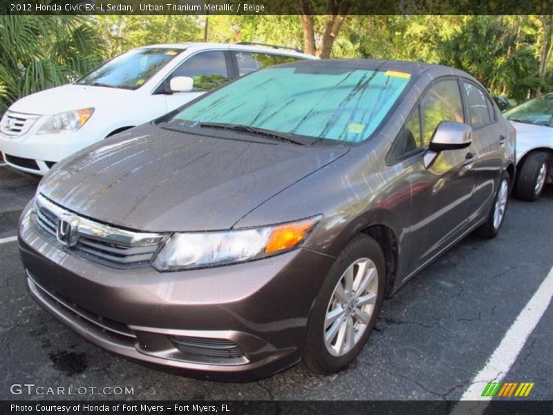 Urban Titanium Metallic / Beige 2012 Honda Civic EX-L Sedan