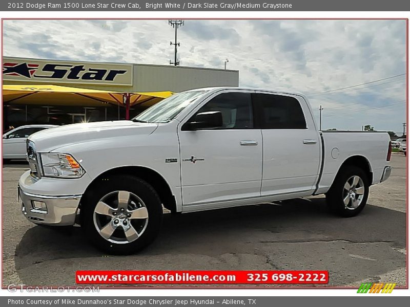 Bright White / Dark Slate Gray/Medium Graystone 2012 Dodge Ram 1500 Lone Star Crew Cab