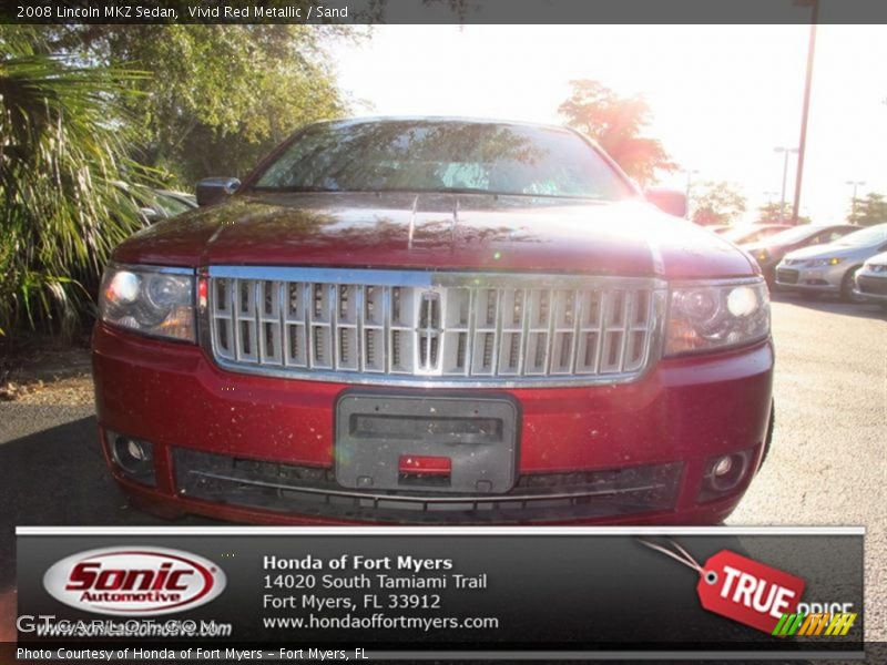 Vivid Red Metallic / Sand 2008 Lincoln MKZ Sedan