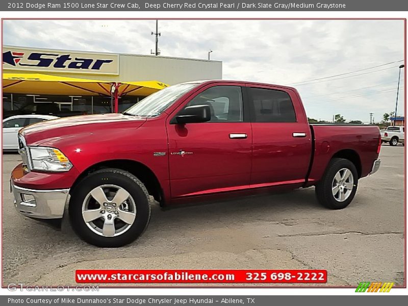 Deep Cherry Red Crystal Pearl / Dark Slate Gray/Medium Graystone 2012 Dodge Ram 1500 Lone Star Crew Cab