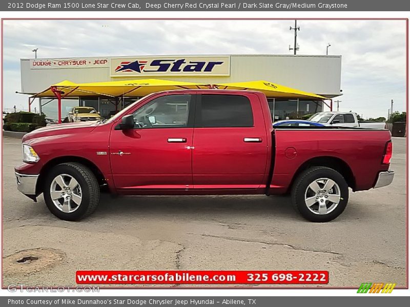 Deep Cherry Red Crystal Pearl / Dark Slate Gray/Medium Graystone 2012 Dodge Ram 1500 Lone Star Crew Cab