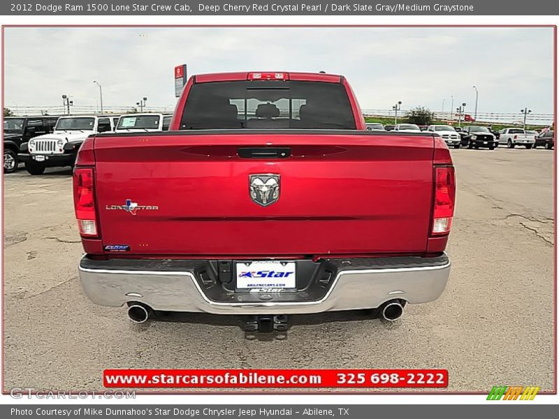 Deep Cherry Red Crystal Pearl / Dark Slate Gray/Medium Graystone 2012 Dodge Ram 1500 Lone Star Crew Cab