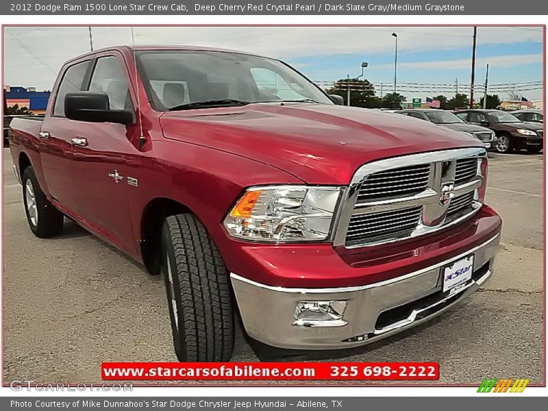 Deep Cherry Red Crystal Pearl / Dark Slate Gray/Medium Graystone 2012 Dodge Ram 1500 Lone Star Crew Cab