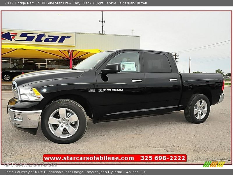 Black / Light Pebble Beige/Bark Brown 2012 Dodge Ram 1500 Lone Star Crew Cab