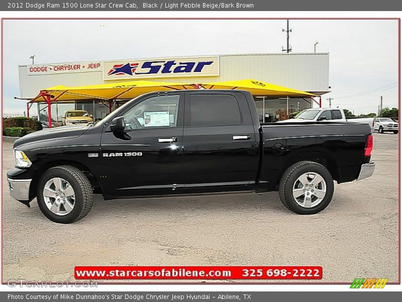 Black / Light Pebble Beige/Bark Brown 2012 Dodge Ram 1500 Lone Star Crew Cab
