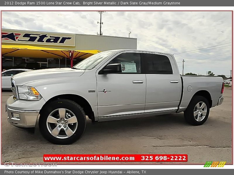 Bright Silver Metallic / Dark Slate Gray/Medium Graystone 2012 Dodge Ram 1500 Lone Star Crew Cab