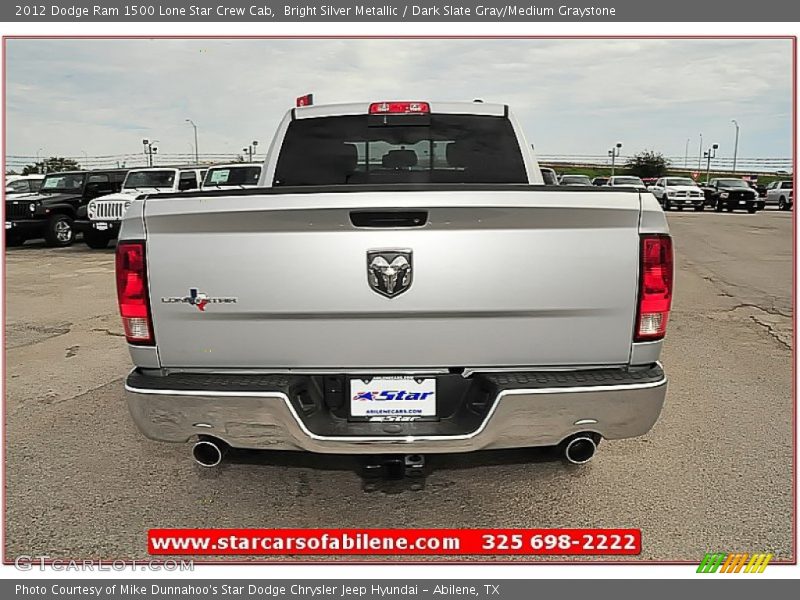 Bright Silver Metallic / Dark Slate Gray/Medium Graystone 2012 Dodge Ram 1500 Lone Star Crew Cab
