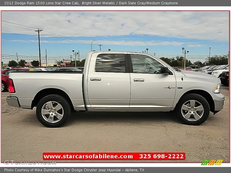 Bright Silver Metallic / Dark Slate Gray/Medium Graystone 2012 Dodge Ram 1500 Lone Star Crew Cab