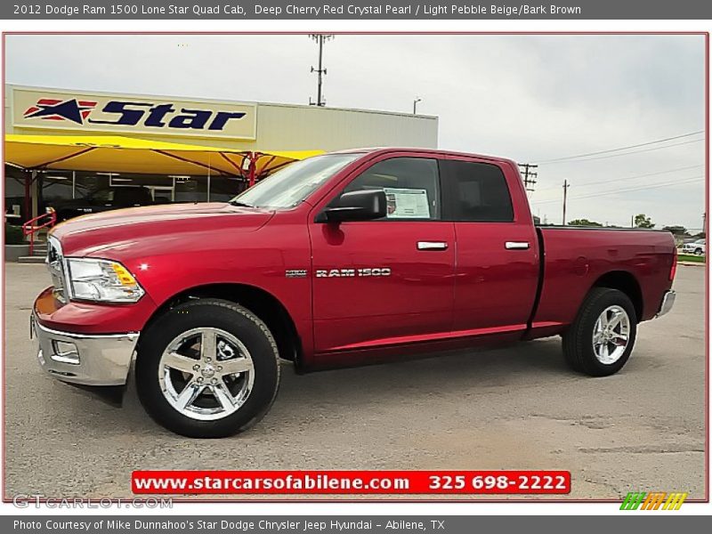 Deep Cherry Red Crystal Pearl / Light Pebble Beige/Bark Brown 2012 Dodge Ram 1500 Lone Star Quad Cab