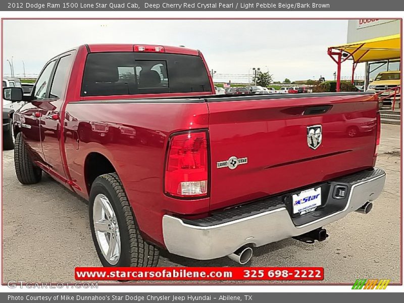 Deep Cherry Red Crystal Pearl / Light Pebble Beige/Bark Brown 2012 Dodge Ram 1500 Lone Star Quad Cab