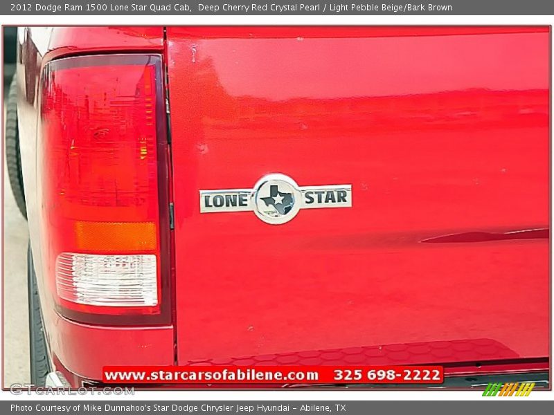 Deep Cherry Red Crystal Pearl / Light Pebble Beige/Bark Brown 2012 Dodge Ram 1500 Lone Star Quad Cab