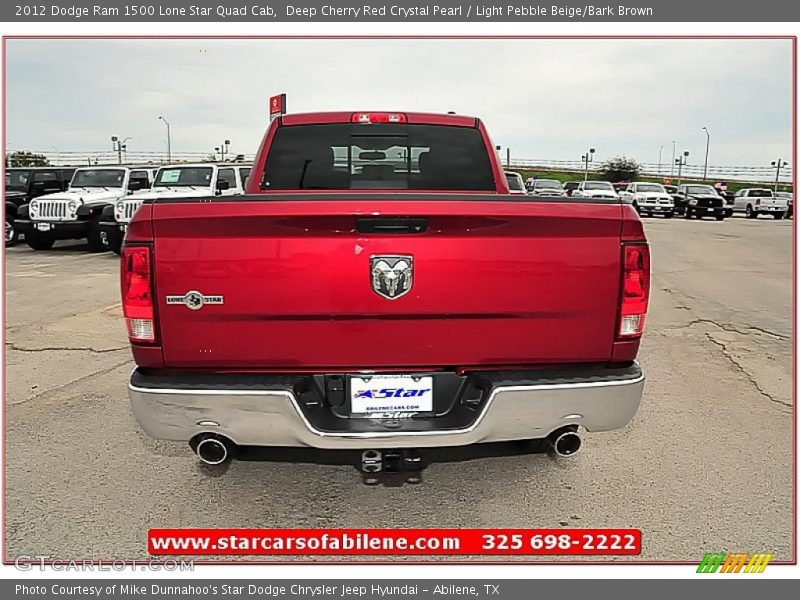 Deep Cherry Red Crystal Pearl / Light Pebble Beige/Bark Brown 2012 Dodge Ram 1500 Lone Star Quad Cab
