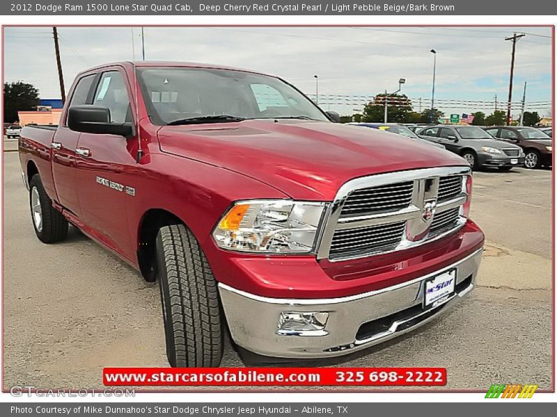 Deep Cherry Red Crystal Pearl / Light Pebble Beige/Bark Brown 2012 Dodge Ram 1500 Lone Star Quad Cab