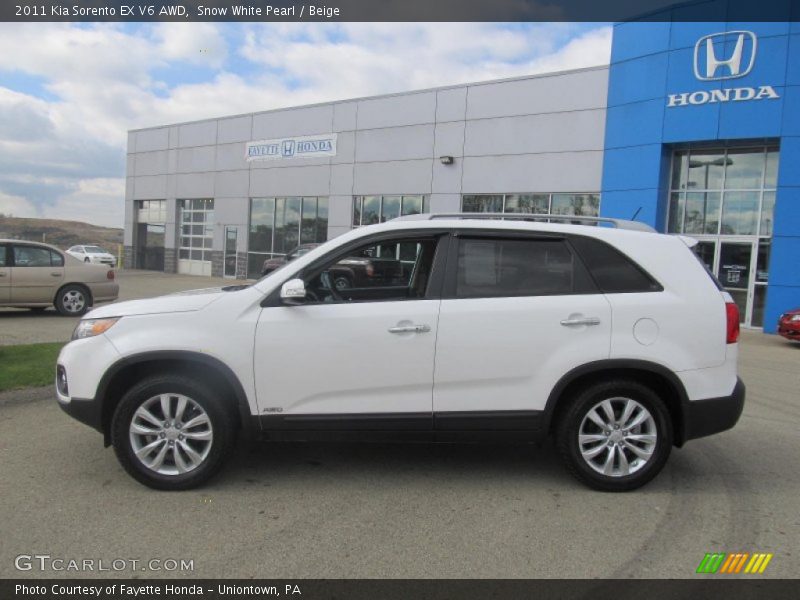 Snow White Pearl / Beige 2011 Kia Sorento EX V6 AWD