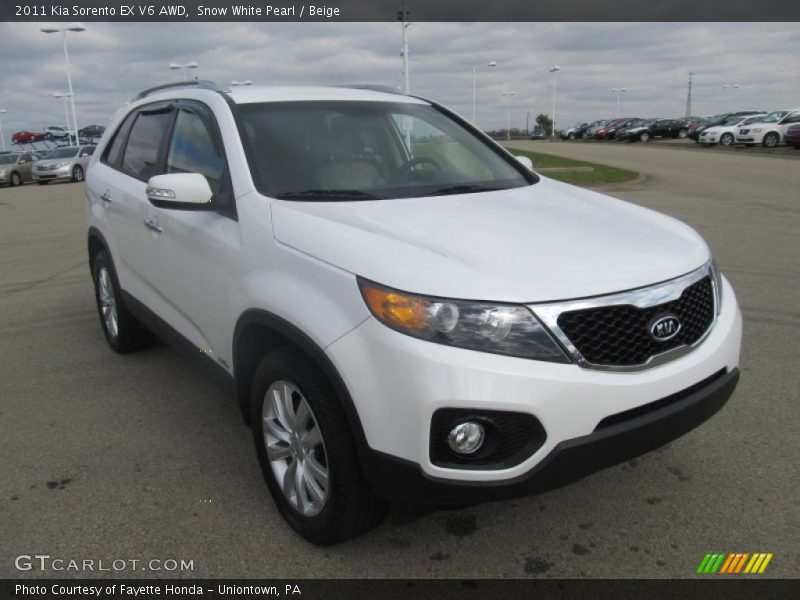 Snow White Pearl / Beige 2011 Kia Sorento EX V6 AWD