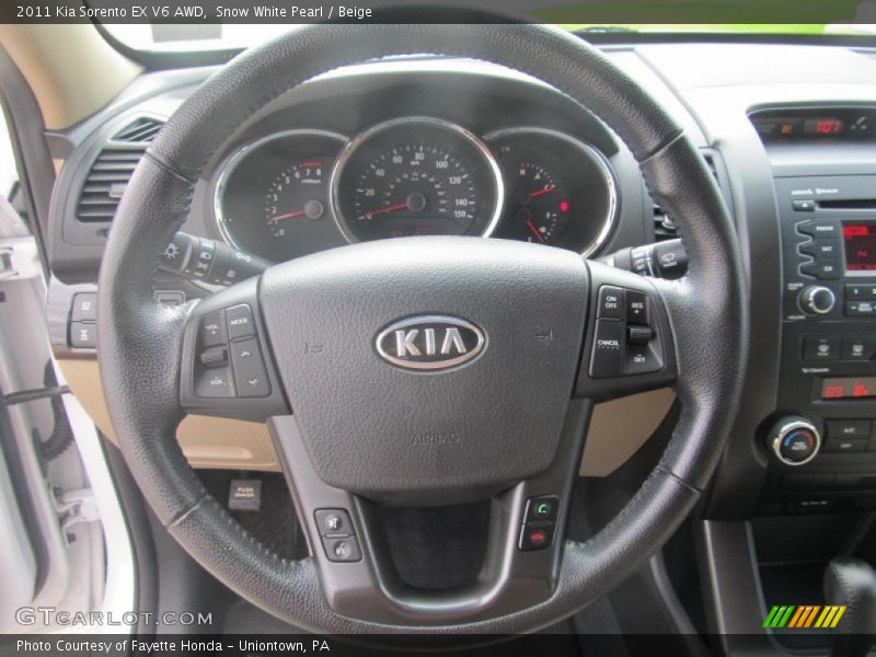 Snow White Pearl / Beige 2011 Kia Sorento EX V6 AWD