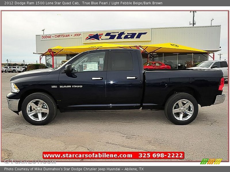 True Blue Pearl / Light Pebble Beige/Bark Brown 2012 Dodge Ram 1500 Lone Star Quad Cab