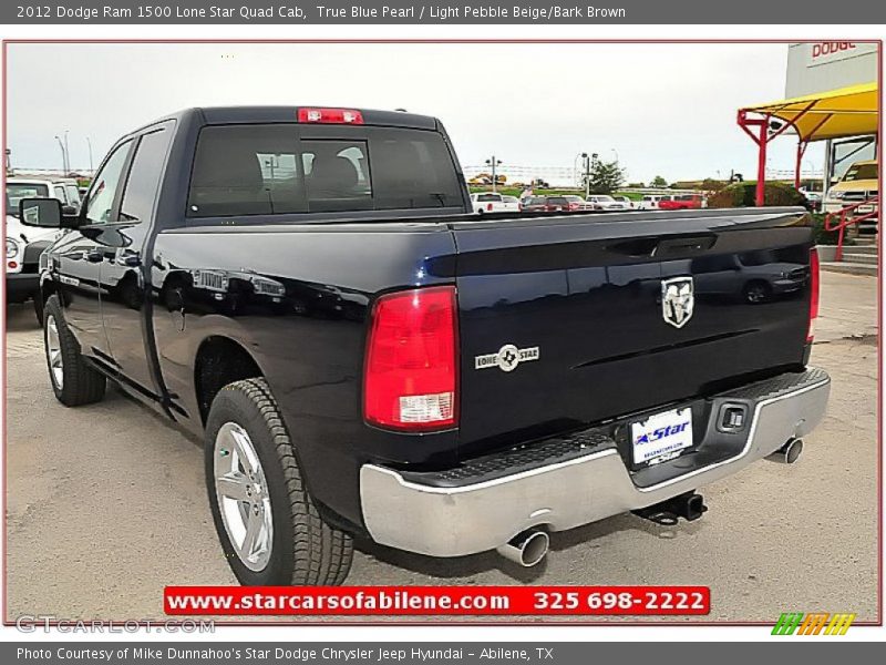 True Blue Pearl / Light Pebble Beige/Bark Brown 2012 Dodge Ram 1500 Lone Star Quad Cab