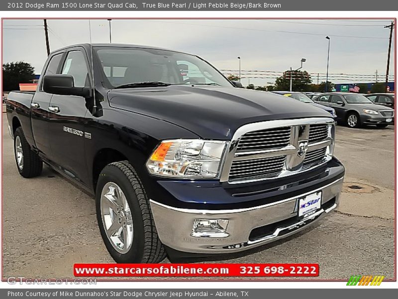 True Blue Pearl / Light Pebble Beige/Bark Brown 2012 Dodge Ram 1500 Lone Star Quad Cab