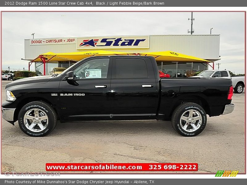 Black / Light Pebble Beige/Bark Brown 2012 Dodge Ram 1500 Lone Star Crew Cab 4x4