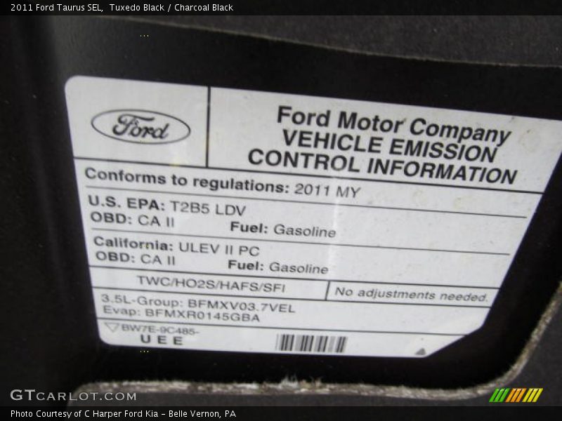 Tuxedo Black / Charcoal Black 2011 Ford Taurus SEL