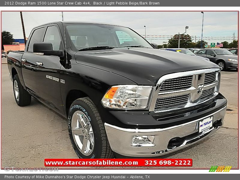 Black / Light Pebble Beige/Bark Brown 2012 Dodge Ram 1500 Lone Star Crew Cab 4x4
