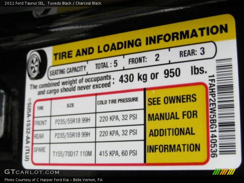 Tuxedo Black / Charcoal Black 2011 Ford Taurus SEL