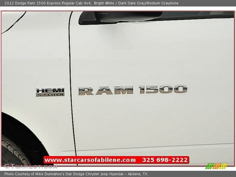 Bright White / Dark Slate Gray/Medium Graystone 2012 Dodge Ram 1500 Express Regular Cab 4x4