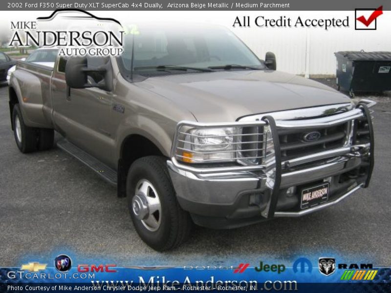 Arizona Beige Metallic / Medium Parchment 2002 Ford F350 Super Duty XLT SuperCab 4x4 Dually